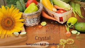  Presentation with vegetables - Presentation design featuring wooden-background-with-assorted-raw background and a  colored foreground