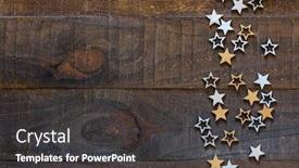  Presentation with space stars - PPT theme having wooden background with christmas decorations in a rustic style silver and golden stars on old wooden background with copy space for text background and a dark gray colored foreground