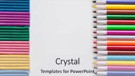  Presentation with colored pencils - PPT theme consisting of wooden background with colorful pencils background and a  colored foreground