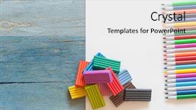  Presentation with white sheet - PPT theme having wooden background with colorful pencils background and a  colored foreground