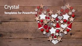  Presentation with wooden heart the slogan - PPT theme having wooden background with different decoration background and a violet colored foreground