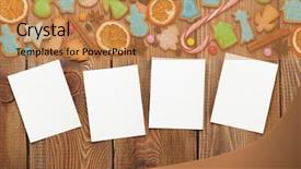  Presentation with christmas frames - Slides with wooden background with photo frame background and a coral colored foreground