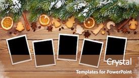  Presentation with christmas frames - Slides with wooden background with photo frame background and a coral colored foreground