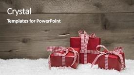  Presentation with christmas red - Cool new PPT theme with wooden background with snow backdrop and a gray colored foreground
