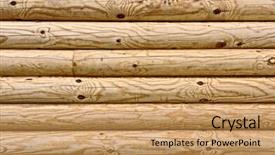  Presentation with wood log - PPT layouts consisting of wooden background background and a coral colored foreground