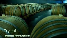  Presentation with barrels - Presentation theme having wooden-barrels-in-modern-wine background and a tawny brown colored foreground