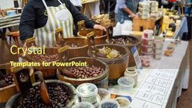  Presentation with cape town - Audience pleasing slide set consisting of wooden-barrels-with-olives backdrop and a tawny brown colored foreground