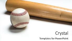  Presentation with mlb baseball game ball - Presentation enhanced with wooden baseball bat and ball background and a white colored foreground