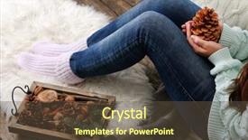  Presentation with dry forest - Beautiful presentation design featuring wooden basket with evergreen backdrop and a tawny brown colored foreground