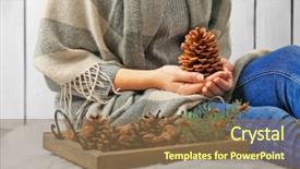  Presentation with dry forest - PPT theme enhanced with wooden basket with evergreen background and a  colored foreground