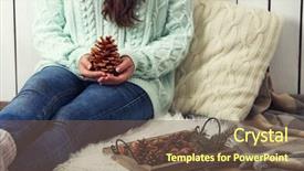 Presentation with dry forest - PPT layouts having wooden basket with evergreen background and a tawny brown colored foreground