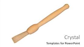  Presentation with brush - Colorful presentation design enhanced with wooden-basting-brush-for-cooking backdrop and a white colored foreground
