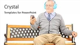  Presentation with wooden - Theme having wooden bench and listening music background and a  colored foreground