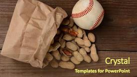  Presentation with paper bag - Presentation design featuring wooden bench at the ballpark background and a tawny brown colored foreground
