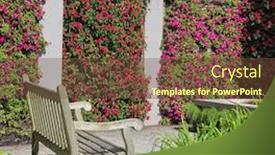  Presentation with garden - Amazing presentation having wooden-bench-in-a-colorful backdrop and a tawny brown colored foreground
