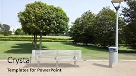  Presentation with london - Theme enhanced with wooden bench in london park background and a lemonade colored foreground