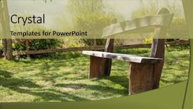 Presentation with rustic wood wooden frame - Colorful PPT layouts enhanced with wooden bench in the garden backdrop and a yellow colored foreground