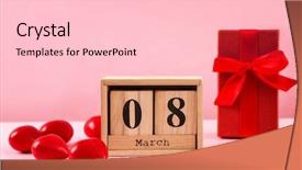  Presentation with gift - Colorful PPT theme enhanced with wooden block calendar and gift backdrop and a  colored foreground