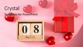  Presentation with color block - Amazing presentation theme having wooden block calendar and gift backdrop and a coral colored foreground