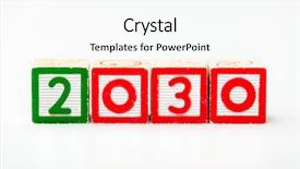  Presentation with vision 2030 - Colorful PPT theme enhanced with wooden block for year 2030 backdrop and a cool aqua colored foreground