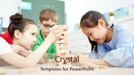  Presentation with children multiethnic - PPT layouts with wooden block game during break background and a  colored foreground