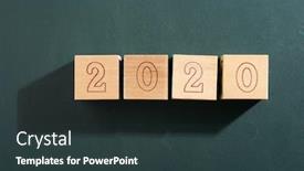  Presentation with new year 2020 - Presentation design featuring wooden-block-with-number-2020 background and a tawny brown colored foreground