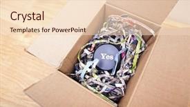  Presentation with yes - Cool new presentation theme with wooden block with the word yes wrapped in a box backdrop and a lemonade colored foreground