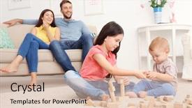  Presentation with kids playing - Beautiful PPT theme featuring wooden blocks - cute kids playing games backdrop and a lemonade colored foreground