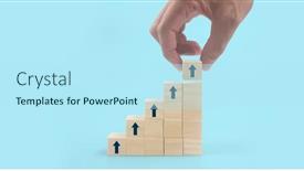  Presentation with growth steps - Audience pleasing PPT theme consisting of wooden-blocks-chart-steps backdrop and a cool aqua colored foreground