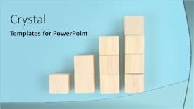  Presentation with growth steps - Slides with wooden-blocks-chart-steps background and a light blue colored foreground