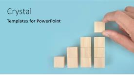  Presentation with growth steps - PPT theme having wooden-blocks-chart-steps background and a light blue colored foreground