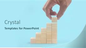  Presentation with growth steps - Audience pleasing slides consisting of wooden-blocks-chart-steps backdrop and a cool aqua colored foreground