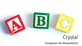  Presentation with blocks - Slide deck consisting of wooden blocks stacked vertically background and a white colored foreground