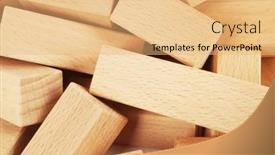  Presentation with childhood - Presentation theme consisting of wooden-blocks-toy-made background and a yellow colored foreground