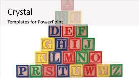  Presentation with wooden english letters alphabet - Presentation enhanced with wooden blocks with colorful letters background and a white colored foreground