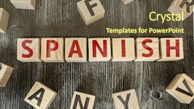  Presentation with spanish - Colorful slide set enhanced with wooden blocks with the text backdrop and a tawny brown colored foreground