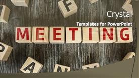  Presentation with blocks - PPT layouts enhanced with wooden blocks with the text meeting background and a tawny brown colored foreground