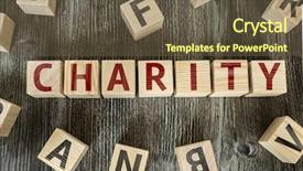  Presentation with charity foundation - PPT theme consisting of wooden blocks with the text background and a tawny brown colored foreground