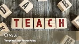  Presentation with teach - Colorful slide set enhanced with wooden-blocks-with-the-text and a  colored foreground