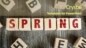  Presentation with blocks - Colorful PPT theme enhanced with wooden blocks with the text spring backdrop and a violet colored foreground