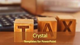  Presentation with tax - PPT theme having wooden blocks with word tax background and a tawny brown colored foreground