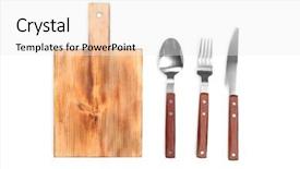  Presentation with cutlery - Slides having wooden board and cutlery background and a white colored foreground