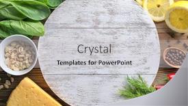  Presentation with dip - Theme enhanced with wooden board and ingredients for spinach dip on table background and a light gray colored foreground
