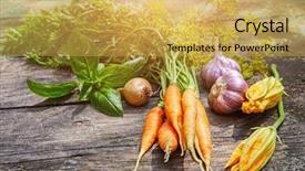  Presentation with herbs and spices - PPT layouts enhanced with wooden board in rustic style background and a yellow colored foreground