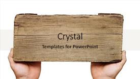  Presentation with wooden - PPT theme having wooden board sign on hand background and a coral colored foreground