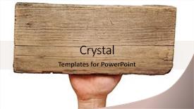  Presentation with wooden - Cool new slide deck with wooden board sign on hand backdrop and a coral colored foreground