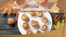  Presentation with puff pastry - Cool new slide deck with wooden board with apple roses backdrop and a  colored foreground