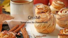  Presentation with puff pastry - Amazing PPT layouts having wooden board with apple roses backdrop and a  colored foreground