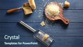  Presentation with cheddar - Beautiful presentation theme featuring wooden board with cheese backdrop and a ocean colored foreground