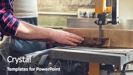  Presentation with cutting board - Colorful slide set enhanced with wooden board with circular saw backdrop and a dark gray colored foreground